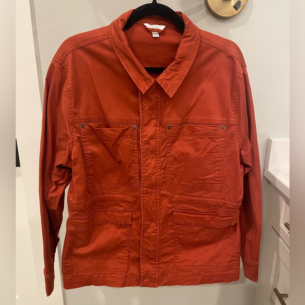 Cotton Work Jacket - Time And Tru Red-Orange Canvas Jacket - Large